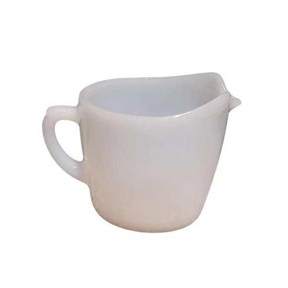 Vintage Fire King Fleurette Milk Glass Creamer‎ pot with pink & red floral MCM - Picture 5 of 6